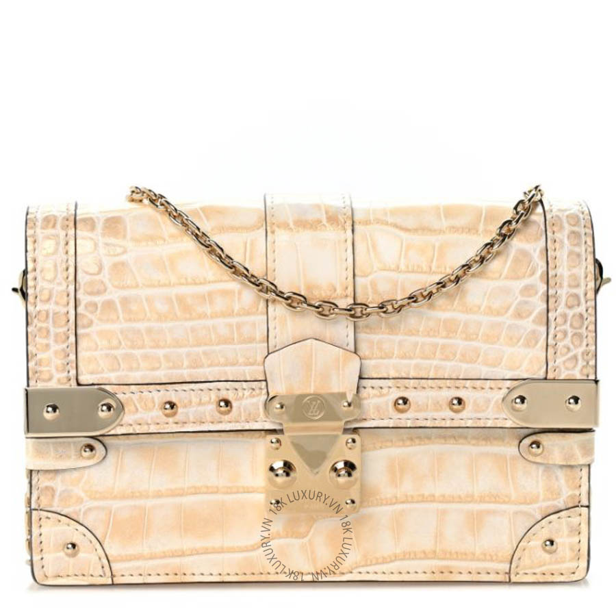 Túi Hộp LV Alligator Trunk Chain Wallet Pearl QWE1347