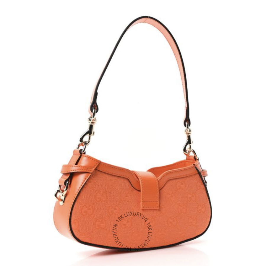 Túi Kẹp Nách Gucci Calfskin Monogram Mini Moon Side Shoulder Bag Orange GDCB243