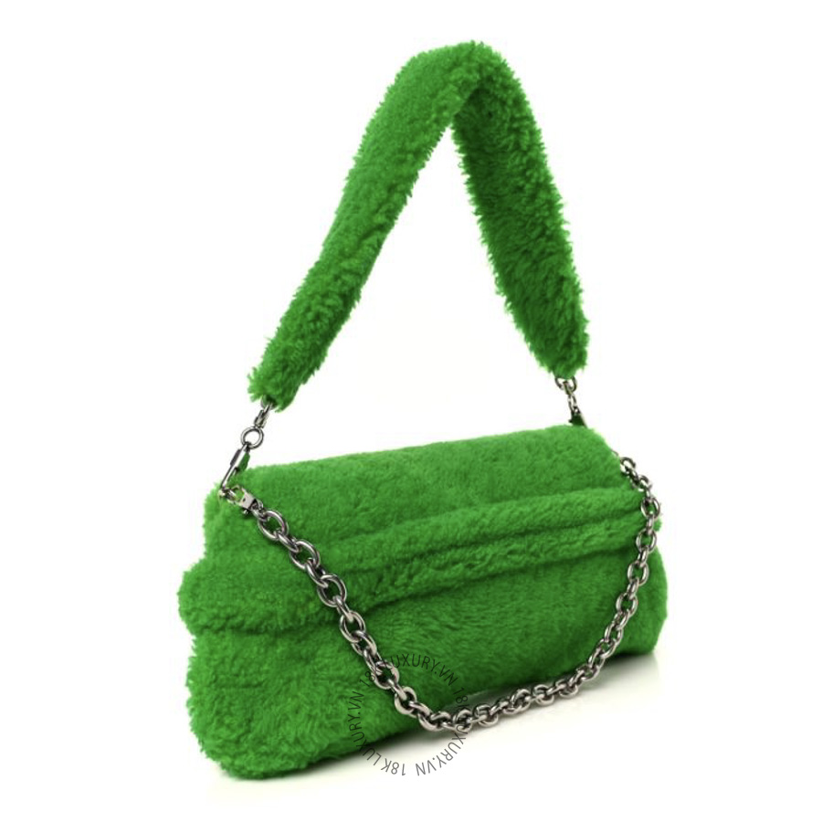 Túi Kẹp Nách Gucci Merino Wool Medium Maxi Horsebit Chain Shoulder Bag Green GDCB463