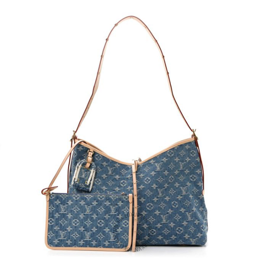 Túi kẹp nách LV Monogram Denim CarryAll MM Blue QWE931