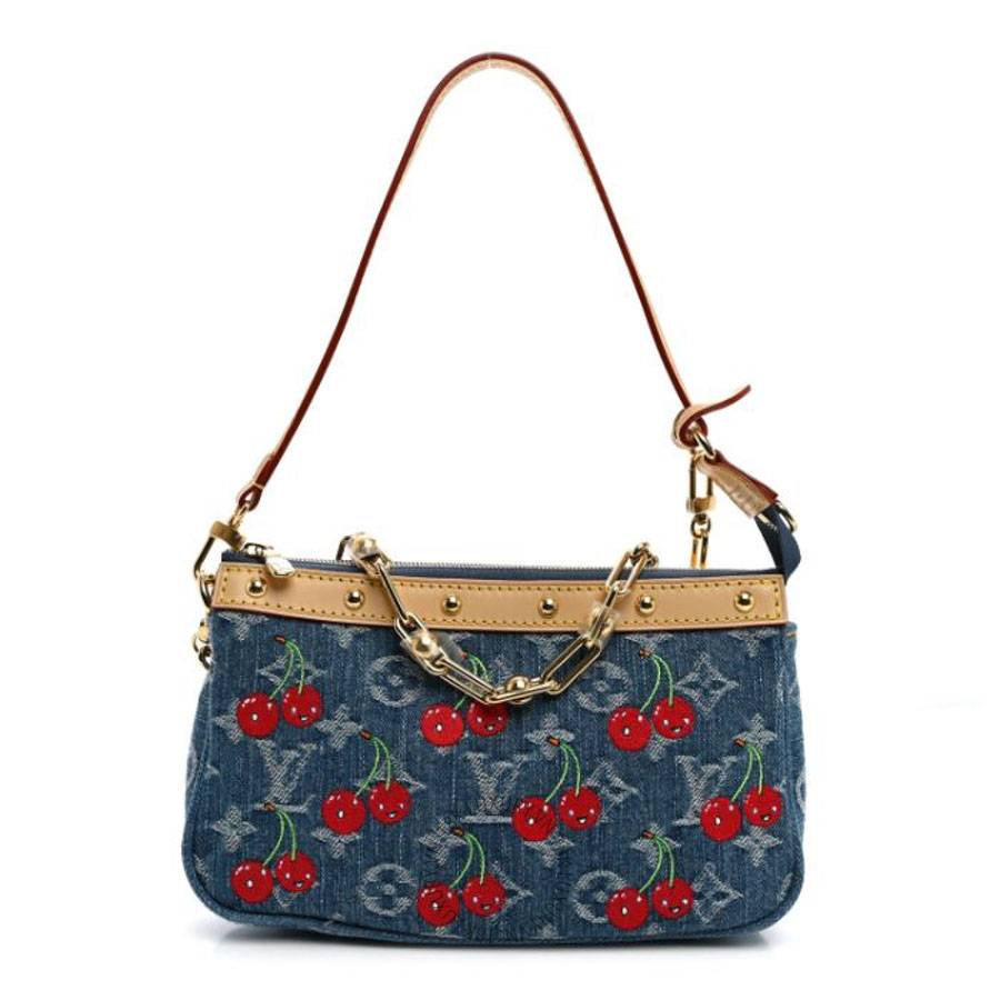 Túi Kẹp Nách LV X TM Monogram Denim Cerises Pochette Accessories Blue QWE1243