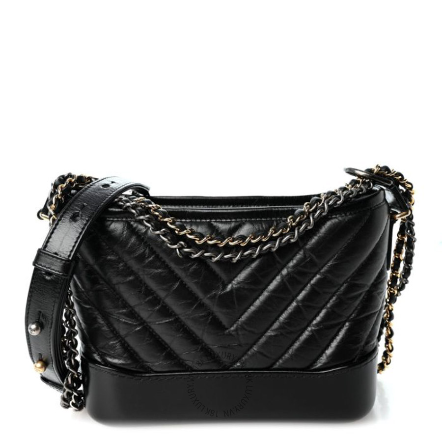 Túi mini Chanel Aged Calfskin Chevron Quilted Small Gabrielle Hobo Black FPTC154