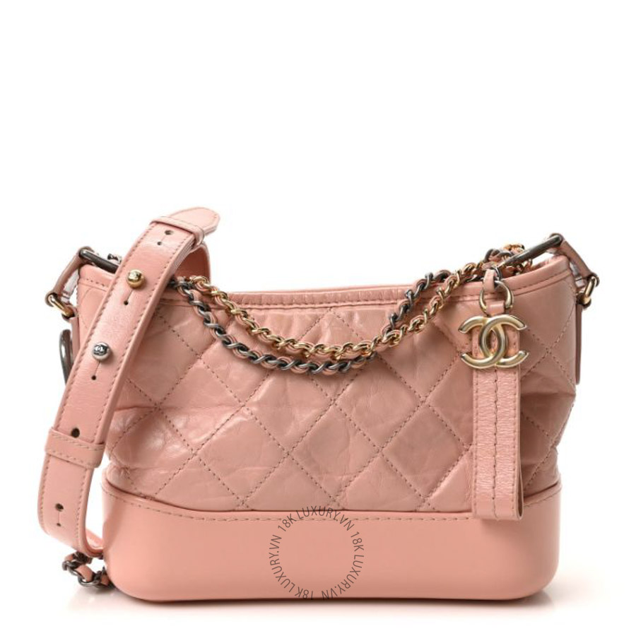 Túi mini Chanel Aged Calfskin Quilted Small Gabrielle Hobo Pink FPTC001
