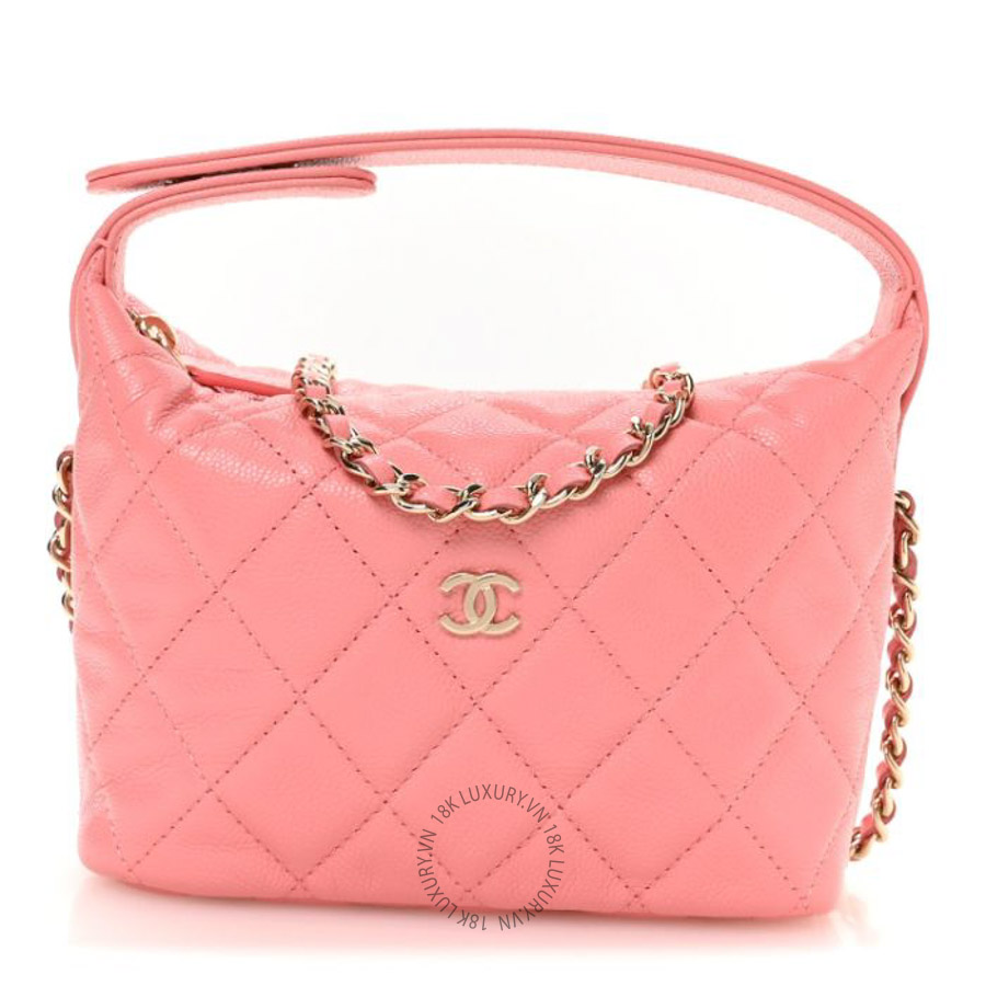 Túi mini Chanel Caviar Quilted Hobo Clutch With Chain Pink FPTC1069