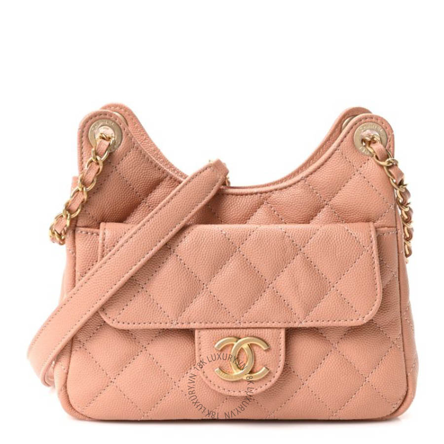Túi mini Chanel Caviar Quilted Small Wavy CC Hobo Coral FPTC118