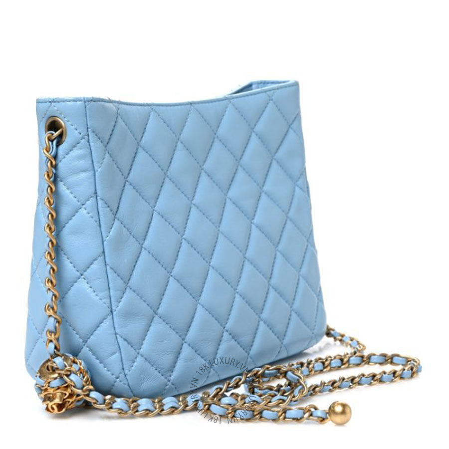 Túi mini Chanel Lambskin Quilted Small Pearl Crush Hobo Light Blue FPTC1082