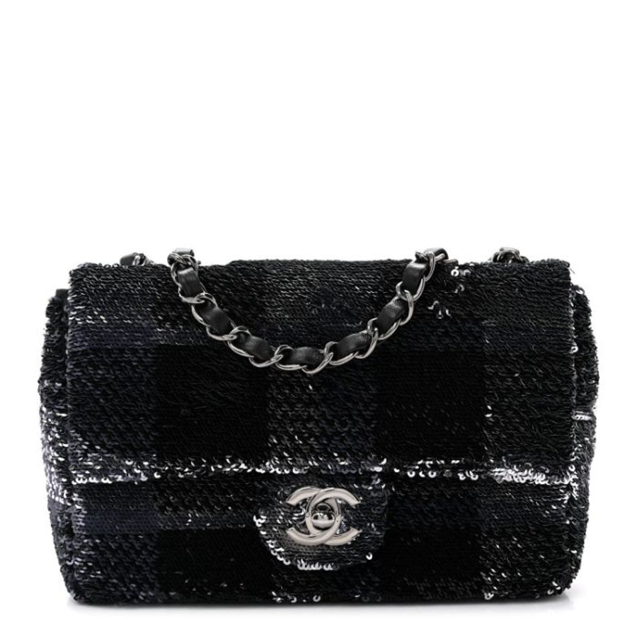 Túi mini Chanel Sequin Quilted Small Single Flap Black FPTC056