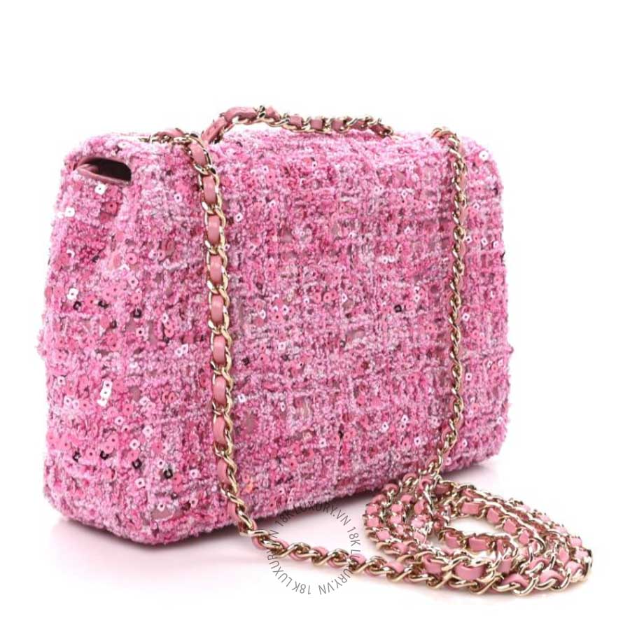 Túi mini Chanel Sequin Small Single Flap Pink Dark Pink FPTC226
