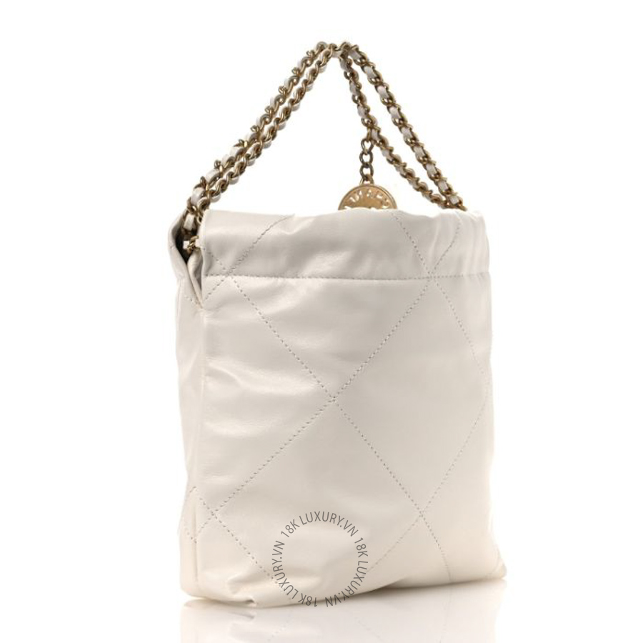 Túi mini Chanel Shiny Calfskin Quilted Mini Chanel 22 White FPTC878