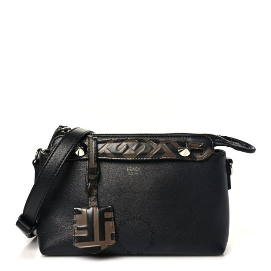 Túi mini Fendi Vitello Dolce Bi-Color FF 1974 Embossed Mini By The Way Boston Bag Black Maya TFD191