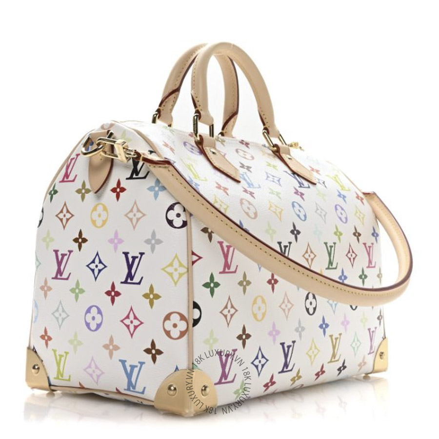 Túi Trống Đeo Chéo Louis Vuitton LV X TM Monogram Multicolor Speedy Soft 30 White MNGR121