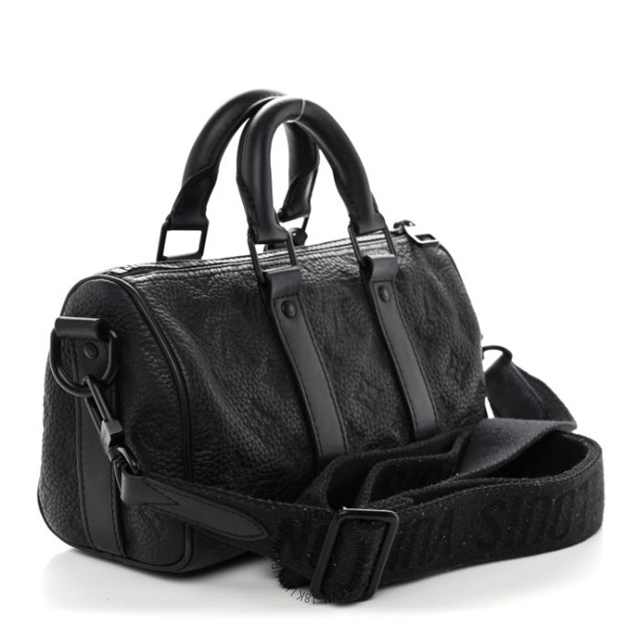 Túi Trống Đeo Chéo Louis Vuitton Monogram Taurillon Keepall Bandouliere 25 Black MNGR348
