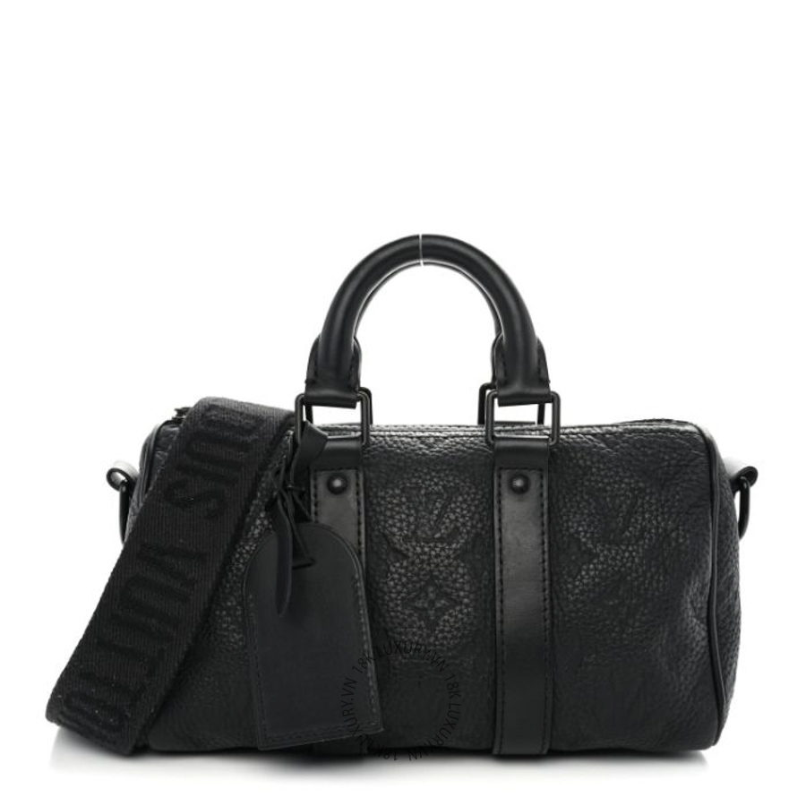 Túi Trống Đeo Chéo Louis Vuitton Monogram Taurillon Keepall Bandouliere 25 Black MNGR348