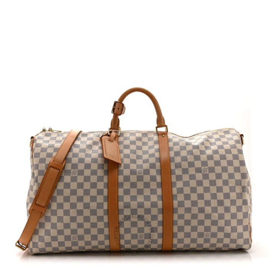 Túi trống du lịch Louis Vuitton Damier Azur Keepall Bandouliere 55 QWE776