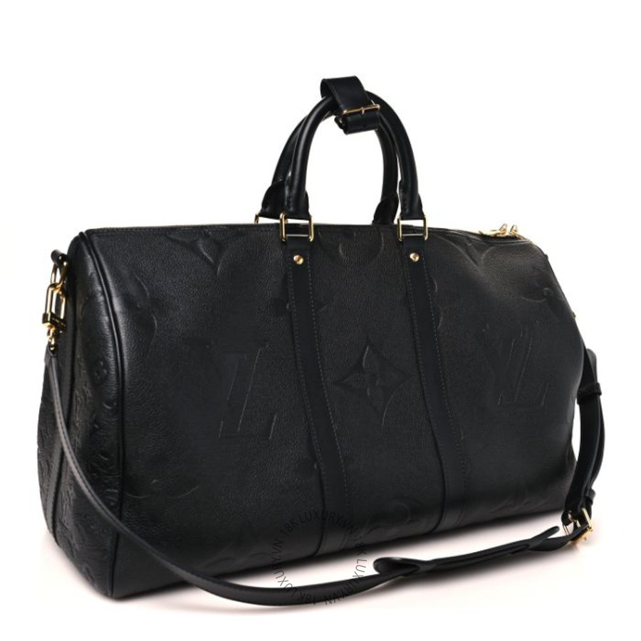 Túi trống du lịch Louis Vuitton Empreinte Monogram Giant Keepall Bandouliere 45 Black QWE1168
