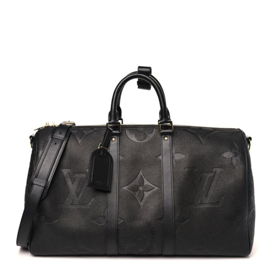 Túi trống du lịch Louis Vuitton Empreinte Monogram Giant Keepall Bandouliere 45 Black QWE1168