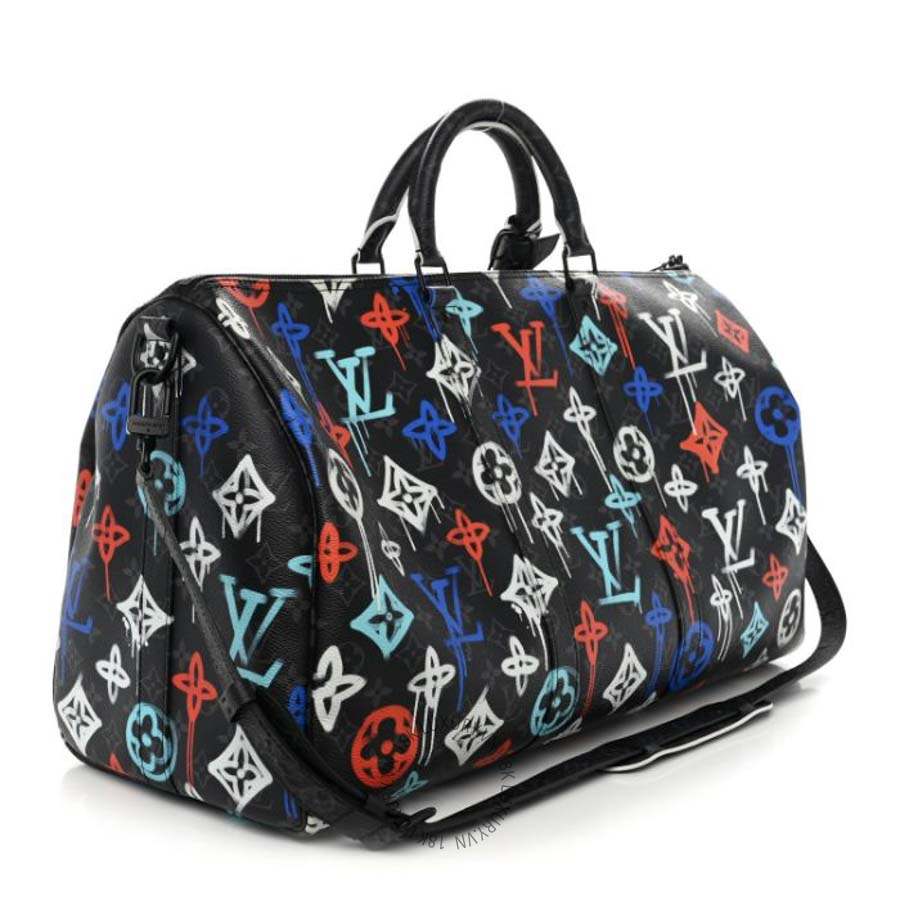 Túi trống du lịch LV Monogram Eclipse LV Graffiti Keepall Bandouliere 50 Multicolor QWE1133