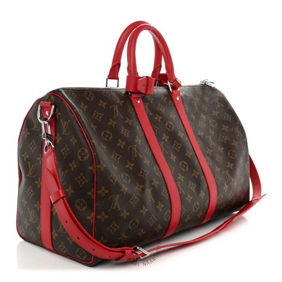 Túi trống du lịch LV Monogram Macassar LV Colormania Keepall Bandouliere 45 Sari Red QWE1119