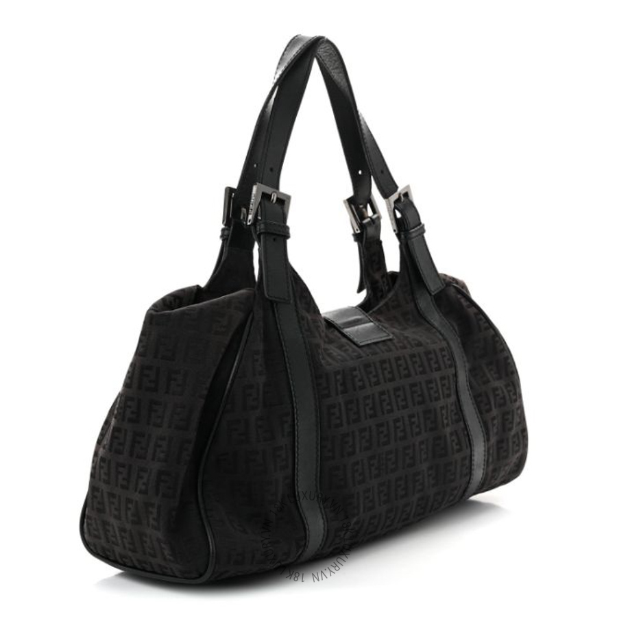 Túi trống Fendi Zucchino Vitello Shoulder Bag Black Moro TFD497