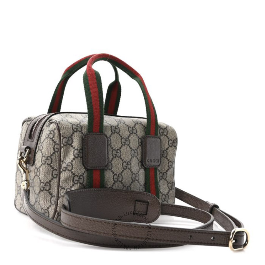 Túi Trống Gucci GG Supreme Web Mini GG Top Handle Bag Beige Ebony New Acero GDCB251