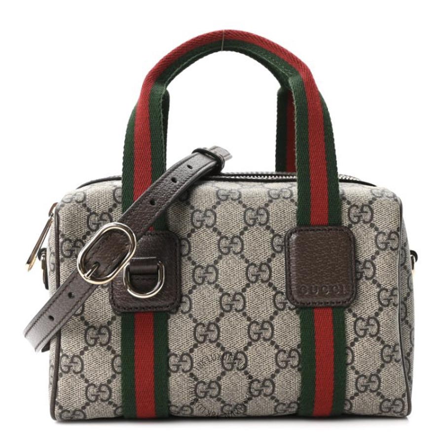 Túi Trống Gucci GG Supreme Web Mini GG Top Handle Bag Beige Ebony New Acero GDCB251