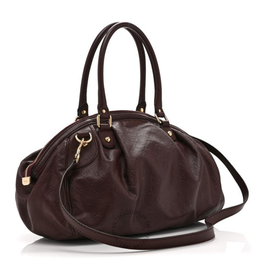 Túi trống Gucci Guccissima Medium Sukey Boston Chocolate GGC476