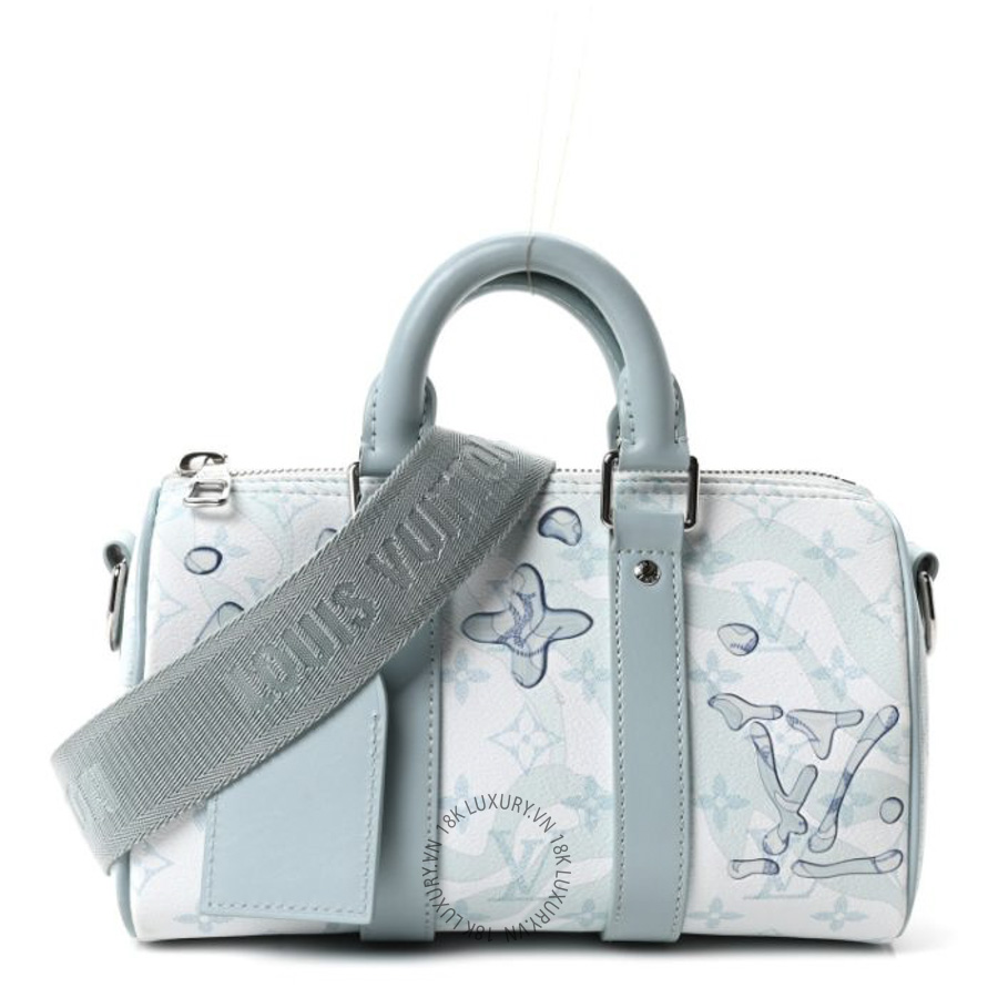 Túi Trống Louis Vuitton Monogram Aquagarden Keepall Bandouliere 25 Crystal Blue NSBD338