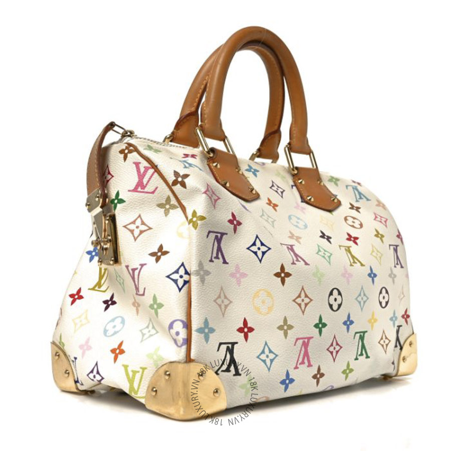 Túi Trống Louis Vuitton Monogram Multicolor Speedy 30 White MNGR737