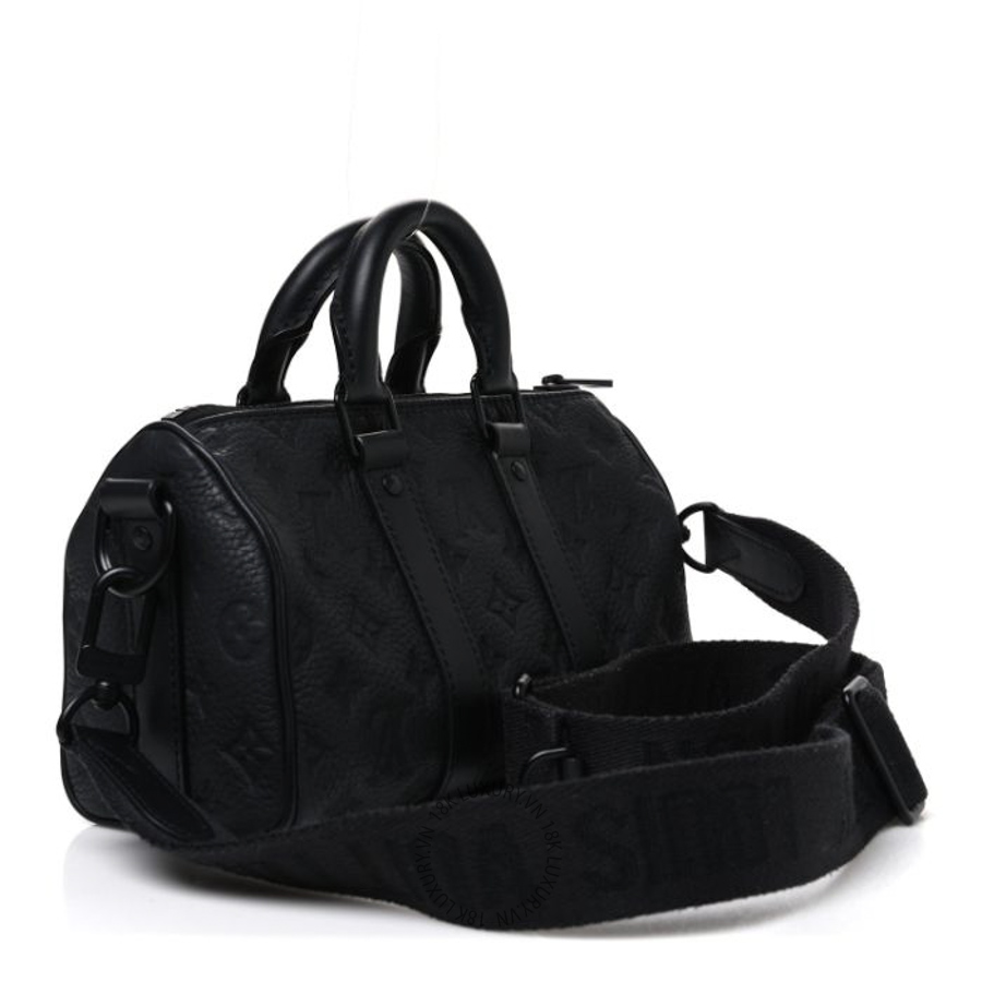 Túi Trống Louis Vuitton Monogram Taurillon Keepall Bandouliere 25 Black NSBD854