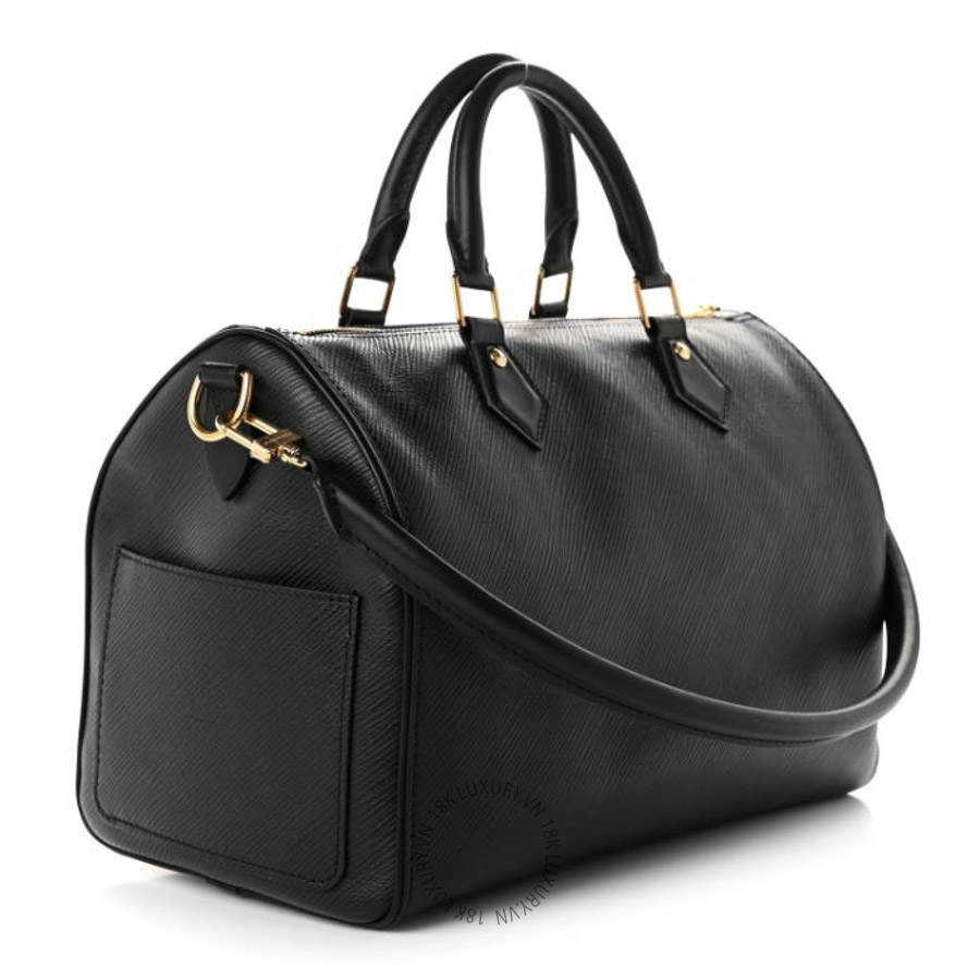 Túi trống xách đeo chéo LV Epi Speedy Soft 30 Black QWE873