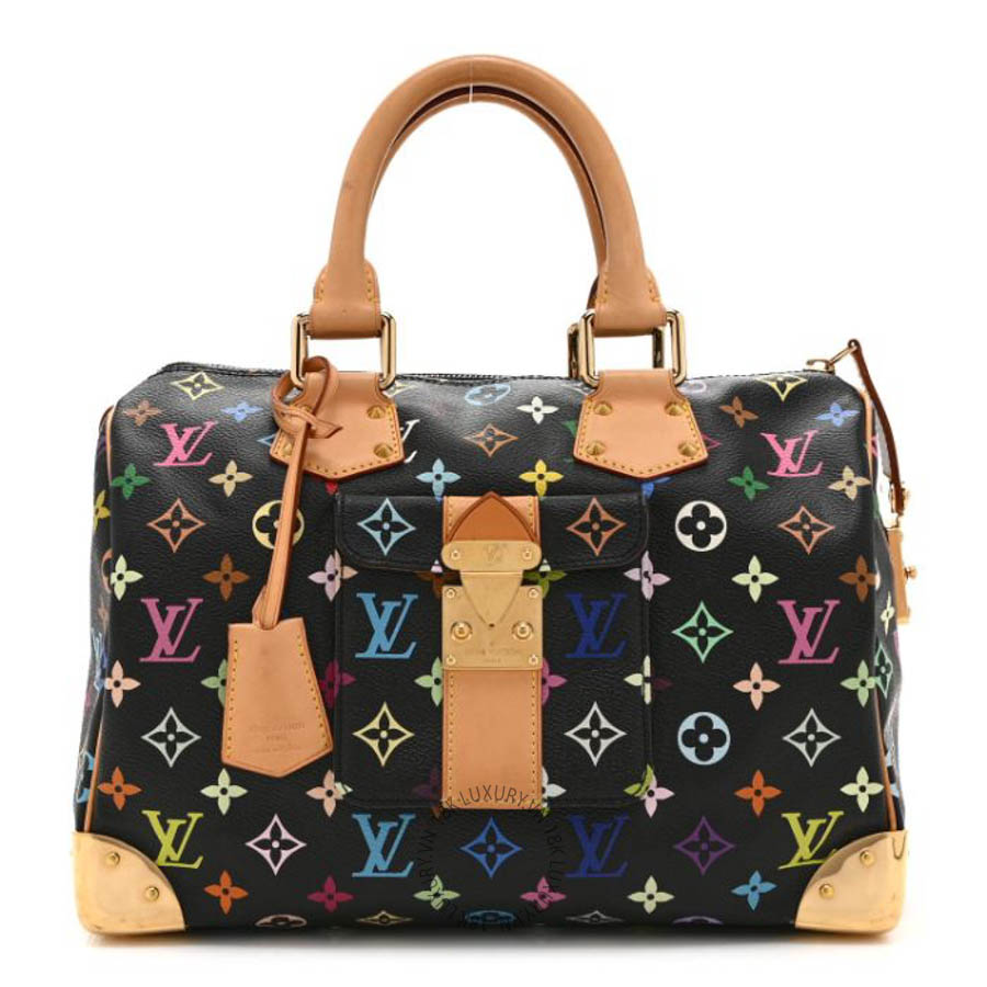 Túi trống xách đeo chéo LV Monogram Multicolor Speedy 30 Black QWE829