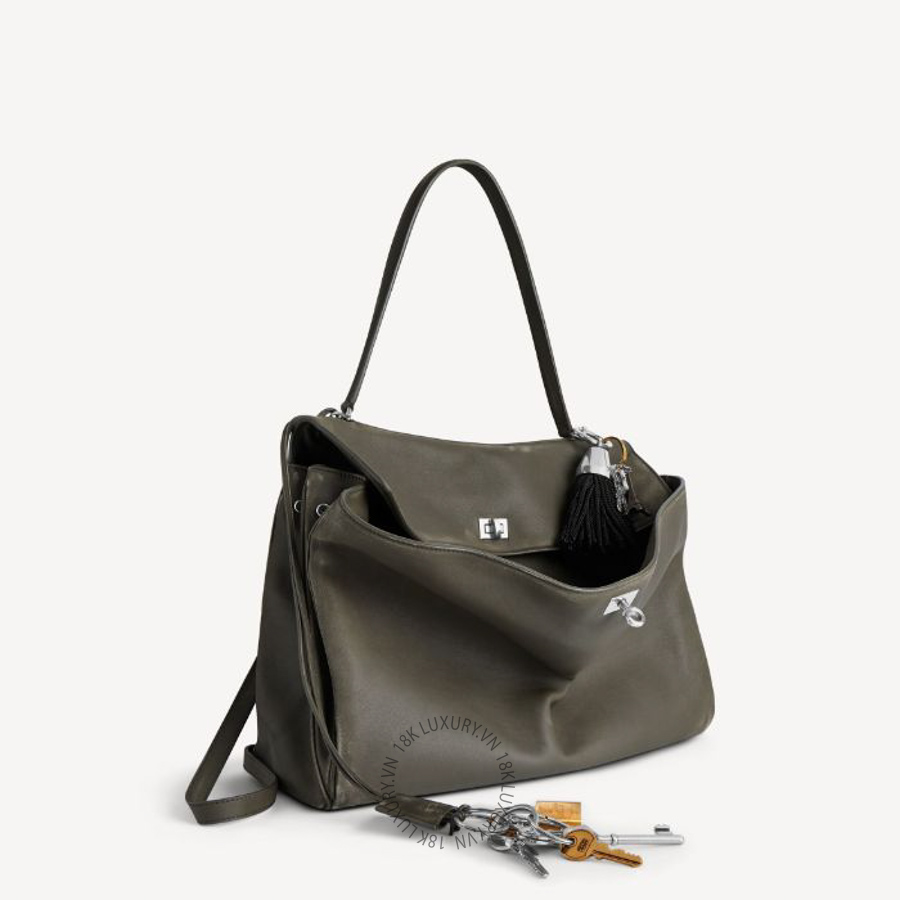 Túi Xách Balenciaga Rodeo Handbag Large With Charms in Kaki 7897442AA7T3503 BCA088
