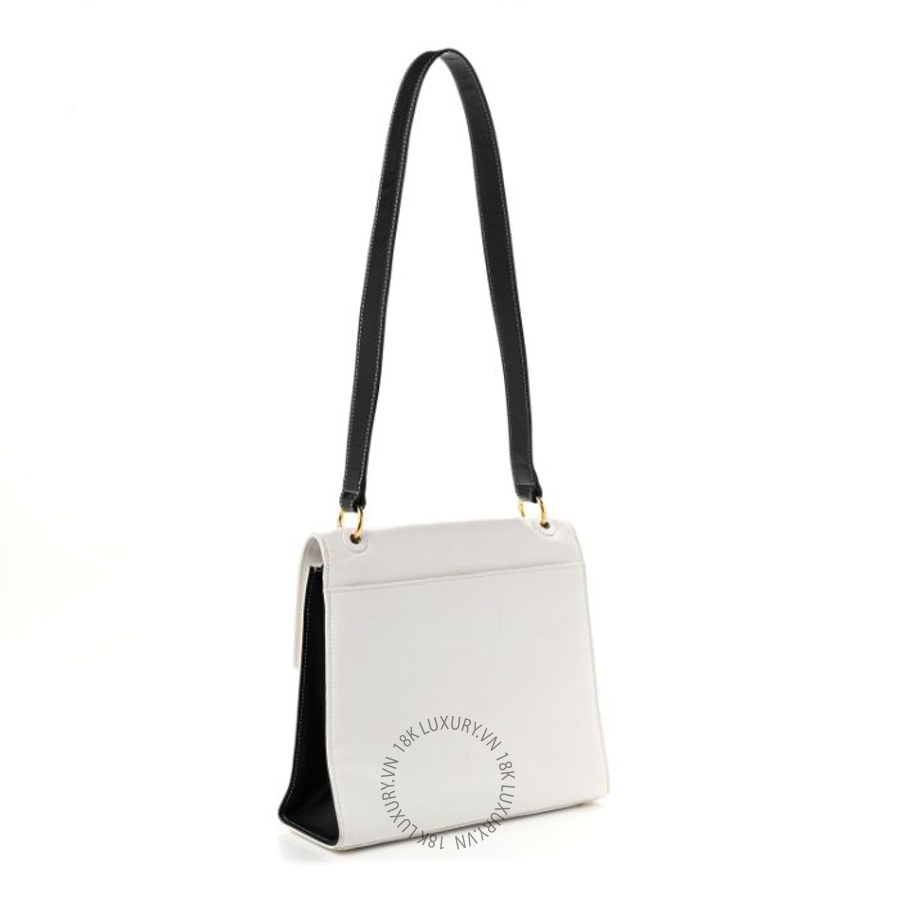 Túi Xách Chanel Calfskin Flap Shoulder Bag White Black CVB590