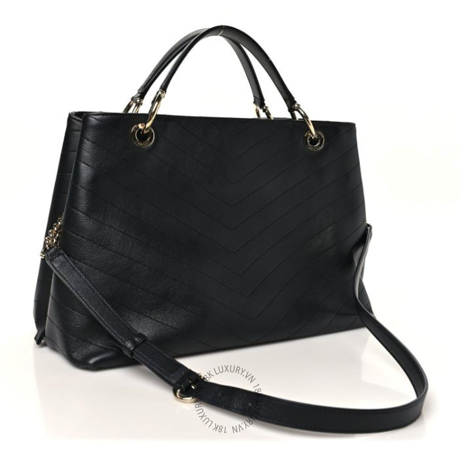 Túi Xách Chanel Calfskin Stitched Large Chevron Chic Shopping Bag Black CVB1068