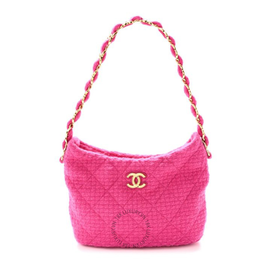 Túi Xách Chanel Cashmere Tweed Quilted CC Links Hobo Fuchsia CVB1087