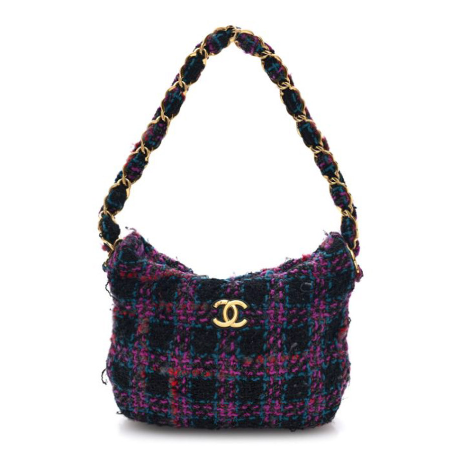 Túi Xách Chanel Cashmere Tweed Quilted CC Links Hobo Purple Multicolor CVB1028