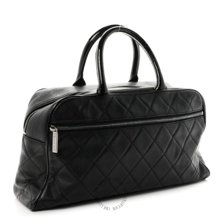 Túi Xách Chanel Caviar Patent Quilted Large Bowler Black CVB588