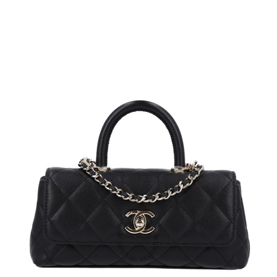 Túi Xách Chanel Caviar Quilted Coco Handle East West Clutch With Chain Black CVB831