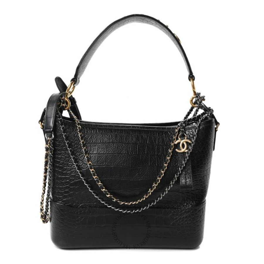 Túi xách Chanel Crocodile Embossed Calfskin Medium Gabrielle Cocodile Hobo Black FPTC752