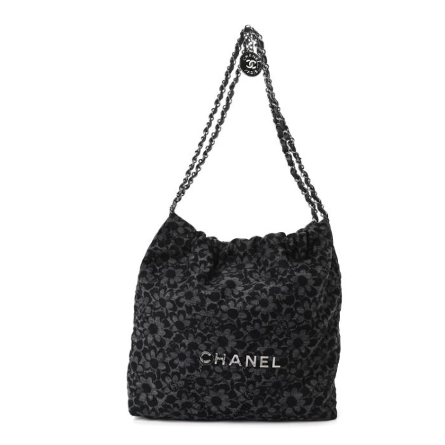 Túi xách Chanel Denim Quilted Floral Print Small Chanel 22 Black FPTC1099