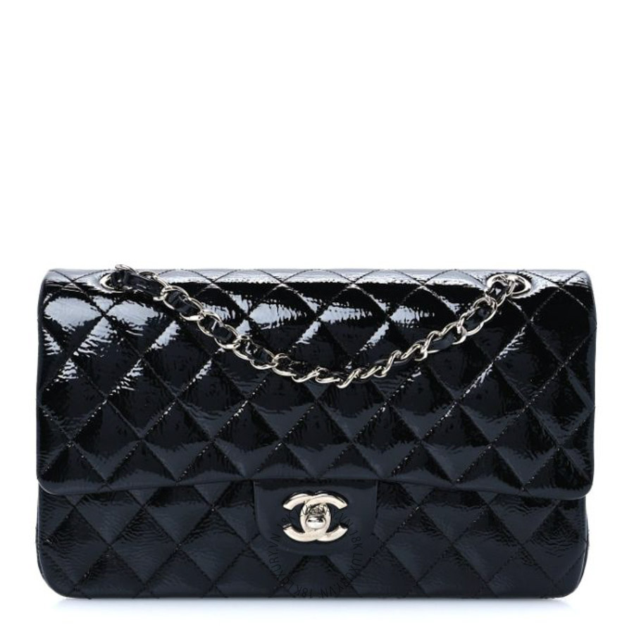 Túi xách Chanel Distressed Patent Quilted Medium Double Flap Black FPTC066