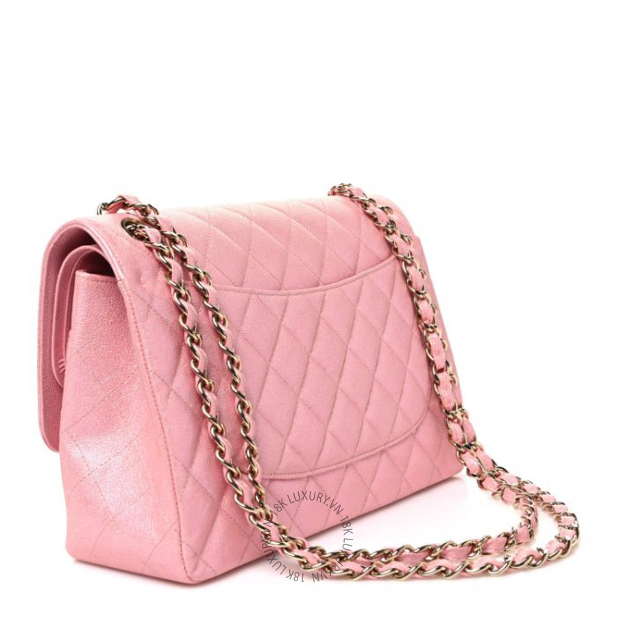 Túi xách Chanel Iridescent Caviar Quilted Jumbo Double Flap Rose Pink FPTC215