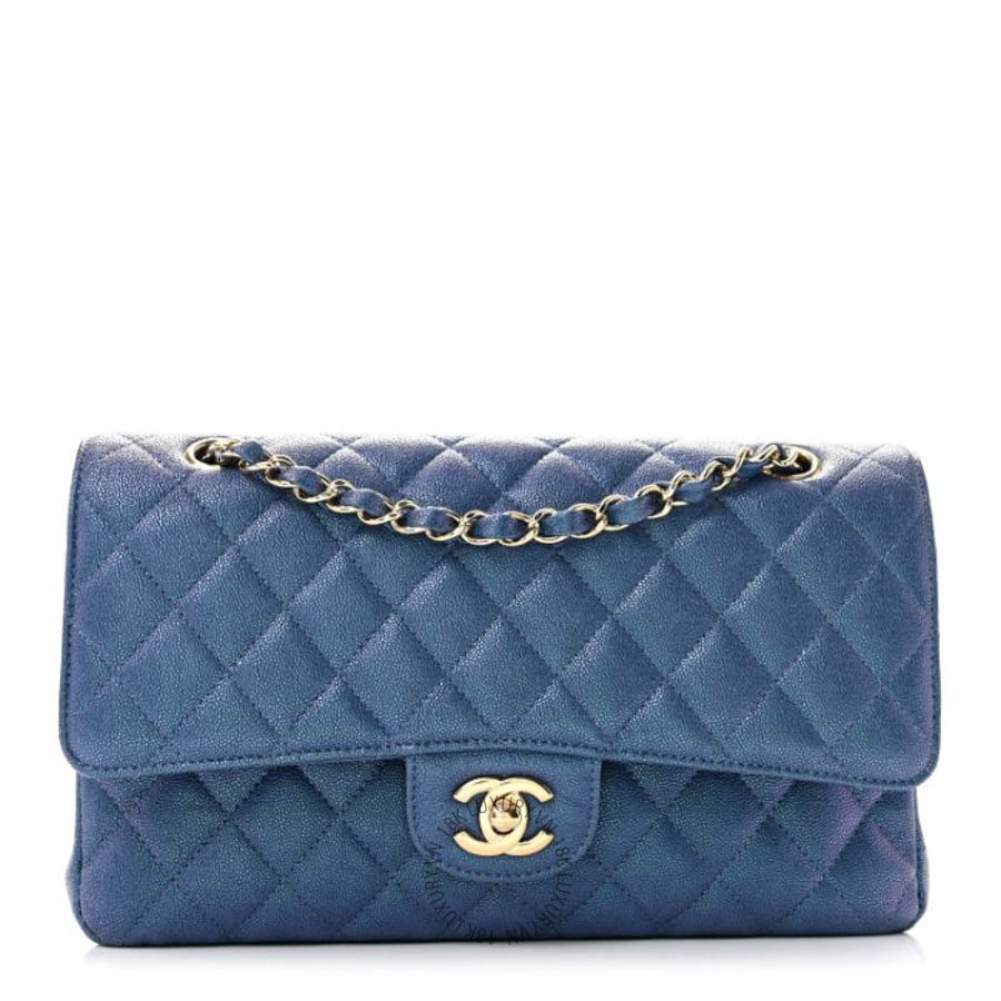 Túi xách Chanel Iridescent Caviar Quilted Medium Double Flap Dark Blue FPTC416