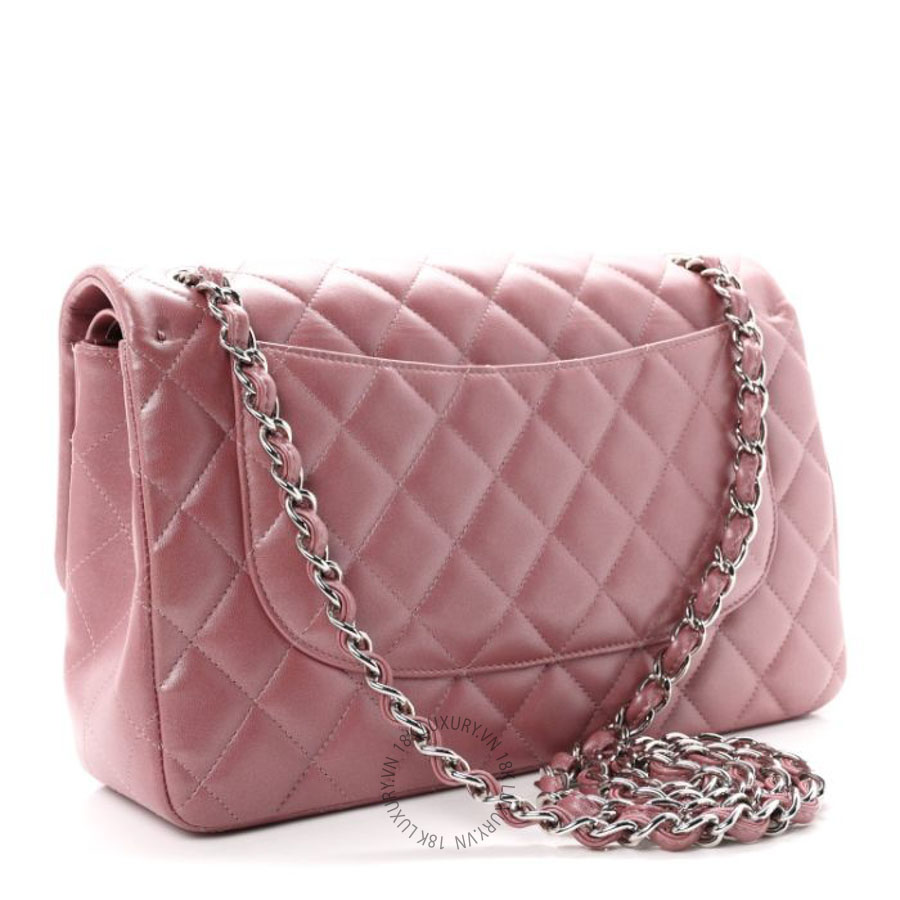 Túi xách Chanel Iridescent Lambskin Quilted Jumbo Double Flap Light Purple FPTC119