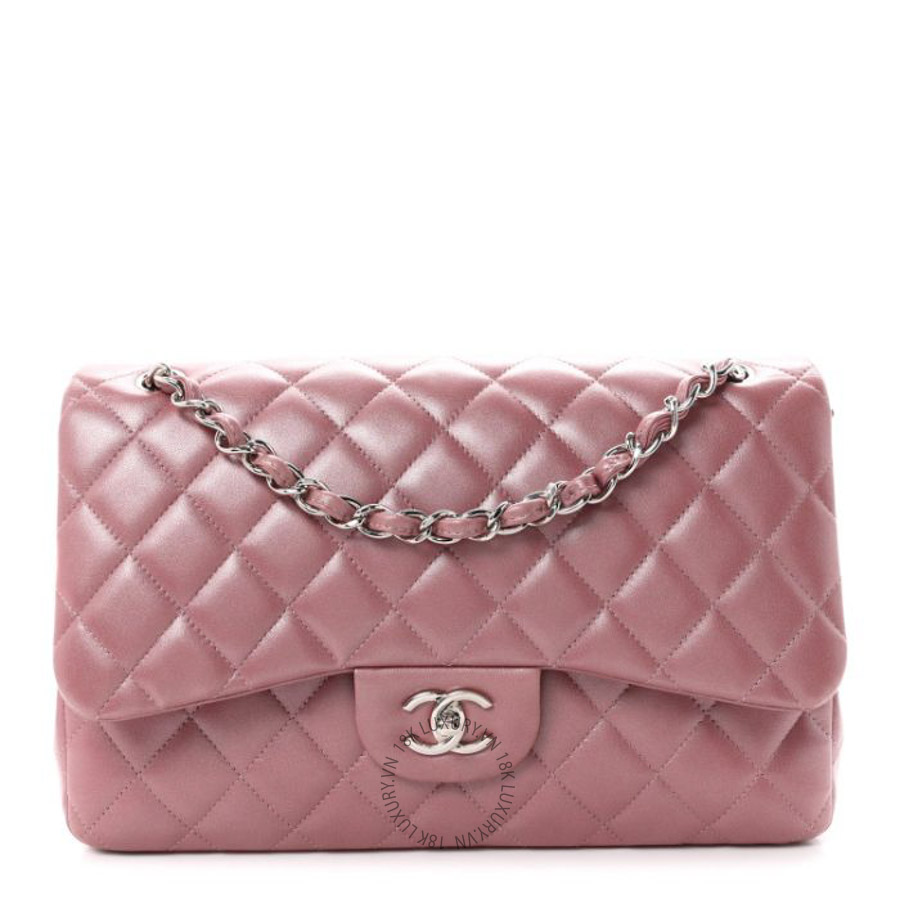 Túi xách Chanel Iridescent Lambskin Quilted Jumbo Double Flap Light Purple FPTC119