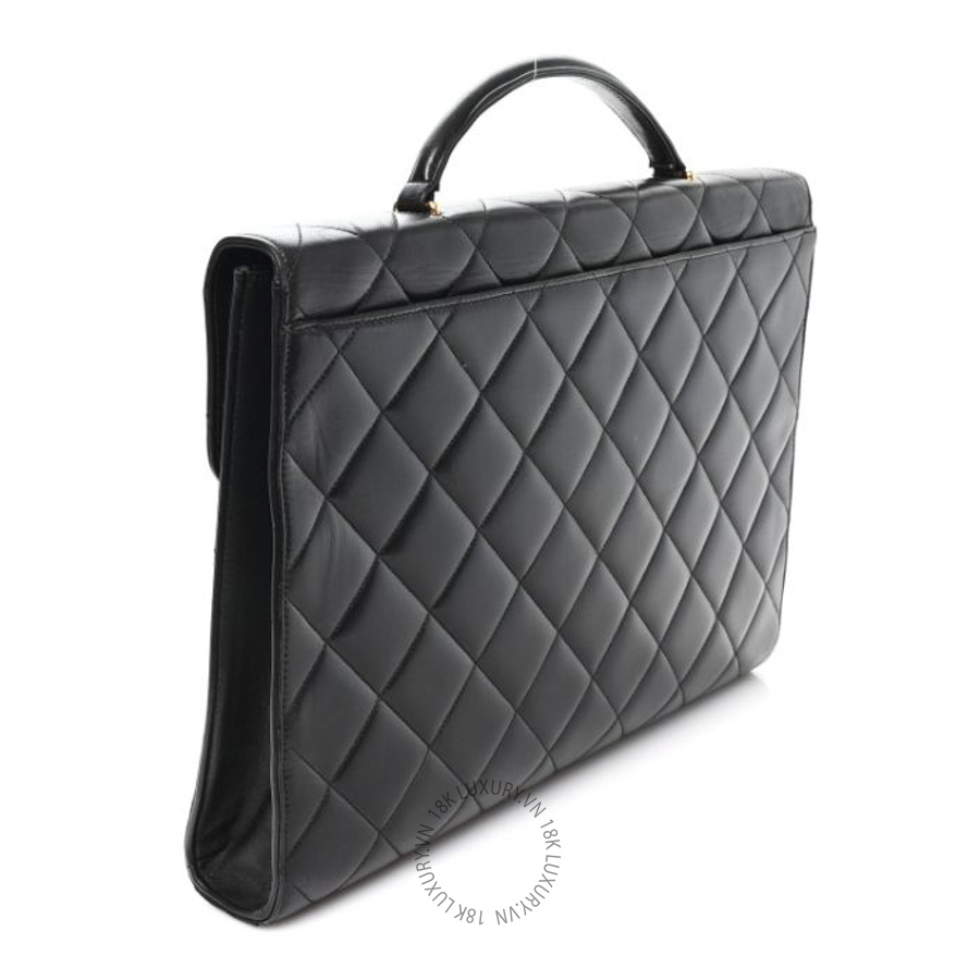 Túi xách Chanel Lambskin Quilted Briefcase Laptop Bag Black FPTC895