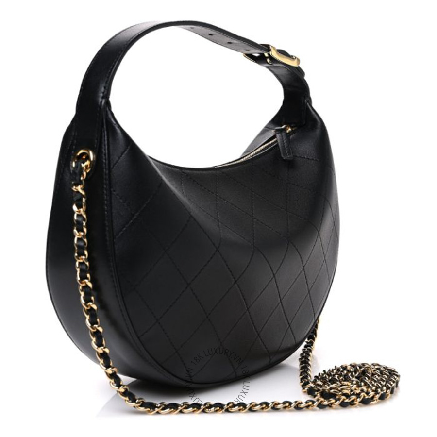 Túi xách Chanel Lambskin Quilted Hobo Clutch With Chain Black FPTC710
