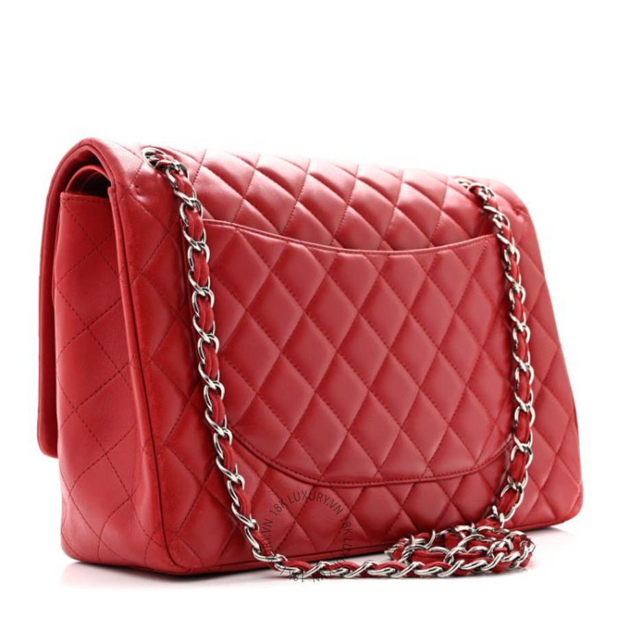 Túi xách Chanel Lambskin Quilted Maxi Double Flap Red FPTC038