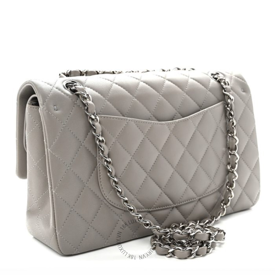 Túi xách Chanel Lambskin Quilted Medium Double Flap Grey FPTC1113