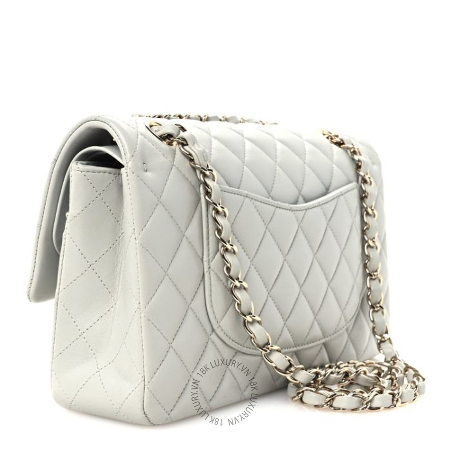 Túi xách Chanel Lambskin Quilted Medium Double Flap Light Grey FPTC202